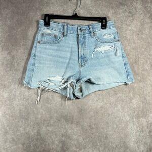 American Eagle Curvy 90s Boyfriend Jean Shorts Womens Size 4 Blue Denim Cut Off